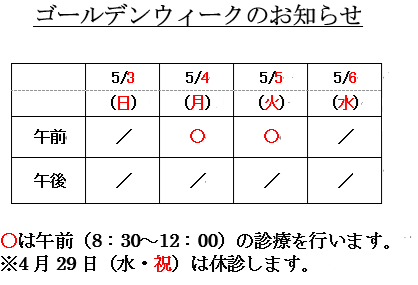 ゴ－ルデンウィ－ク休日